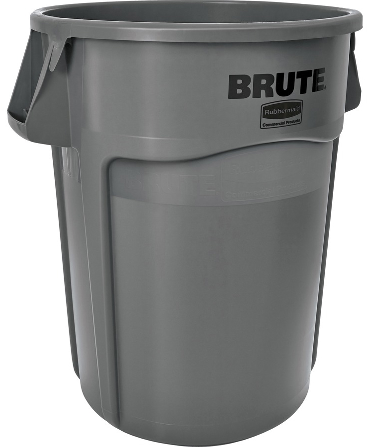 Rubbermaid® BRUTE™ Round Container, 166L/44gal Capacity, Plastic, Grey