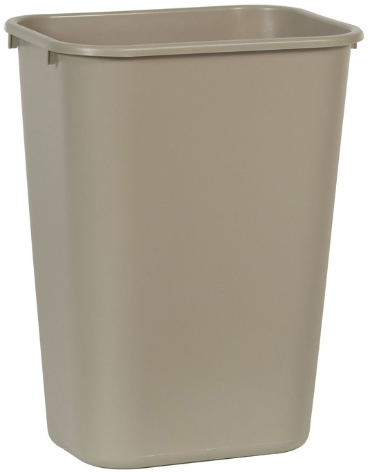L Rubbermaid® Rectangular Wastebasket, Beige, 39L /10 gal Capacity