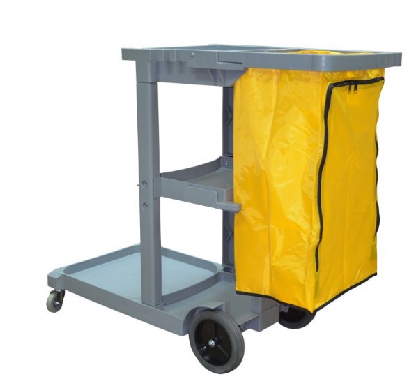 Continental® Janitor's Cleaning Cart, Heavyduty Polyethylene Bag, Grey
