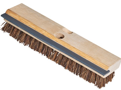 11" M2® Utility Deck Scrub Brush & Squeegee, Wood Block, Bassine Fibre
