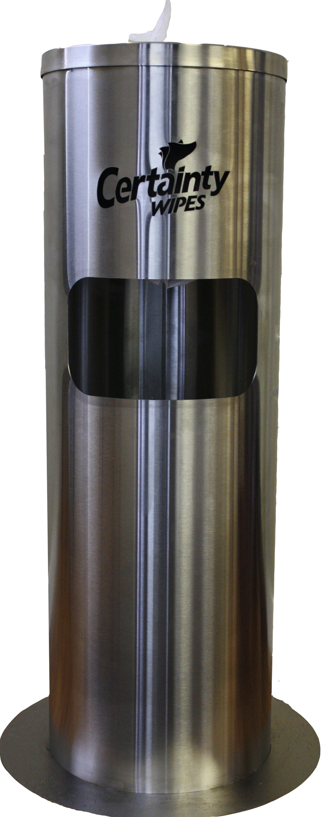Certainty™ Wipes Dispenser & Waste Bin, Stainless Steel, Floor Stand