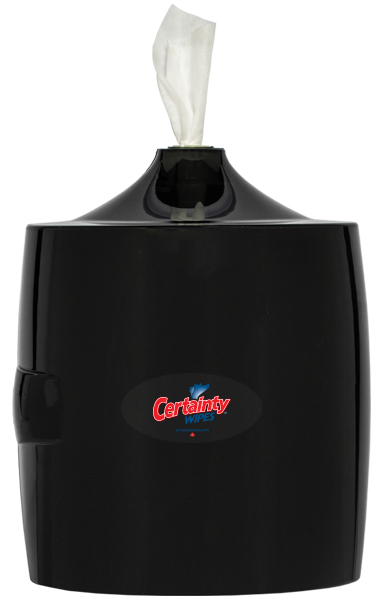 Certainty™ Disinfecting Wipes Dispenser, Mount to Wall or Stand, Black
