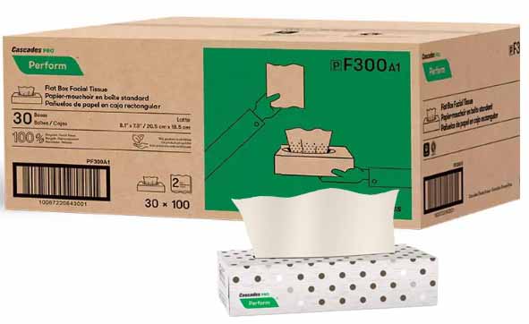 Cascades® PRO Perform™ Flat Box Facial Tissue, 2 Ply, Latte, 100sht/Bx