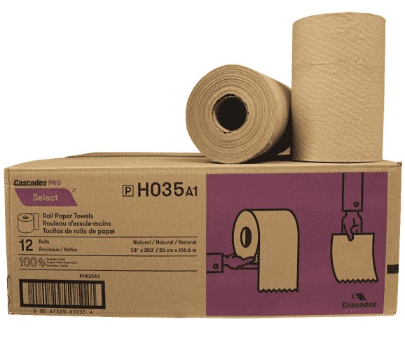 DURA PLUS Roll Paper Towel, 350' ft, Brown, 12 /Case