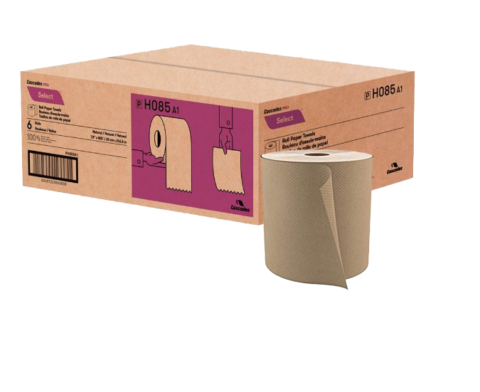 DURA PLUS Hand Paper Towel Roll, Brown, 8" X 800', 6 /Case