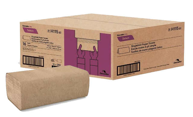 DURA PLUS Singlefold Paper Towel, Brown, 9 x 9.45", 250/Pk