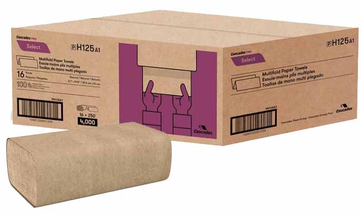 Cascades® PRO Select™ Multifold Paper Towel, Brown, 8.1 x 9.45",250/Pk