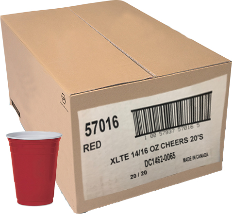 14/16oz /473mL Polar Plastic® Plastic Beverage Cup, Red, 400/Case