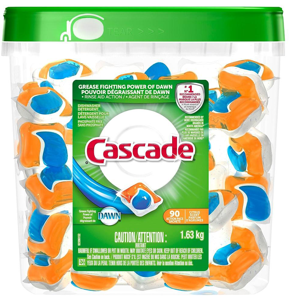 Cascade® Action Pacs™ Dishwasher Detergent, Lemon Scent 3x90/Pks/Cs