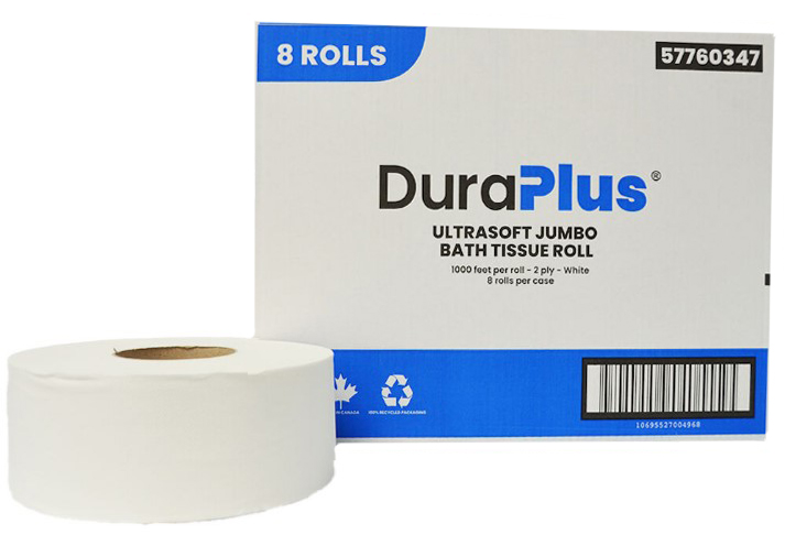 DuraPlus® Ultra Soft Jumbo Bathroom Tissue, 2-Ply, White, 1000', 8/Cs