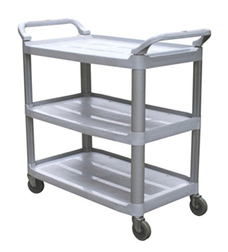Dura Plus® 3 Shelf Service Utility Cart, 400lb Capacity, Plastic, Grey