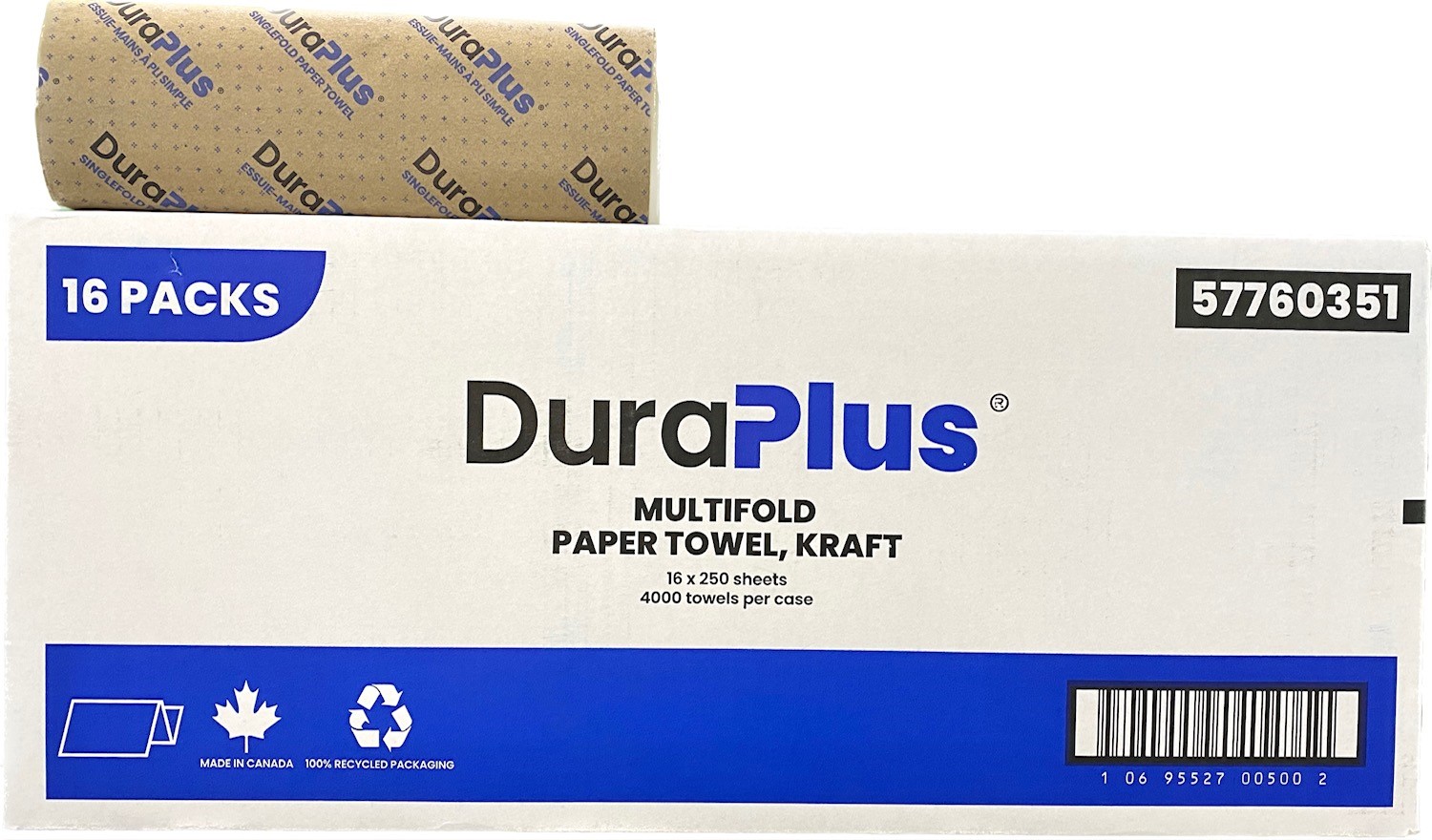 DURA PLUS MultiFold Paper Towel, Brown, 8.1 x 9.45",250/Pk