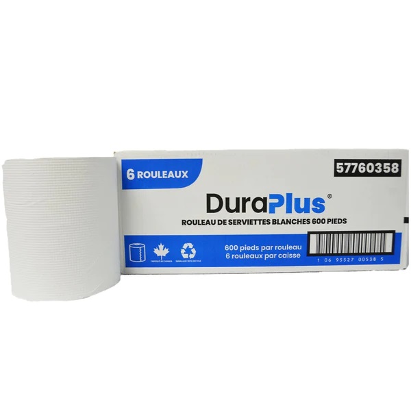 DuraPlus® Hardwound Paper Towel, White, 600', 6 Rolls/Case