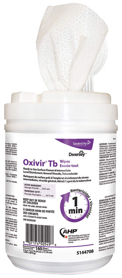 Diversey® Oxivir Tb™ Disinfectant Wipes, 160 Wipes/Tub