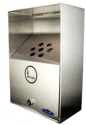 Frost® Wallmount Ashtray, Stainless Steel, 2.5L Capacity