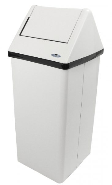 M 34" Frost® FreeStanding Waste Receptacle & Lid, Metal, White, 80L