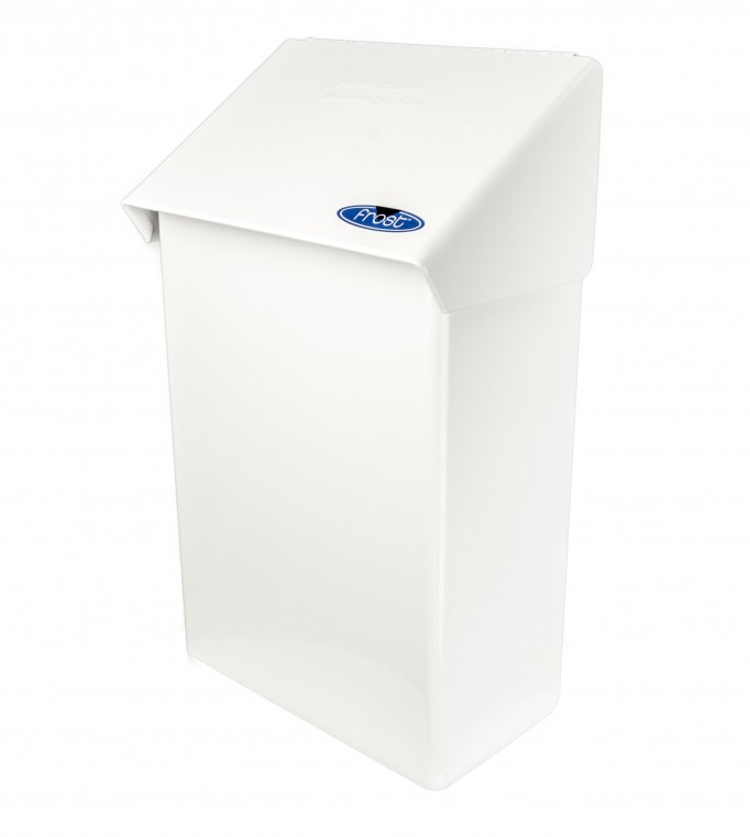 Frost® Wall Mount Sanitary Napkin Disposal , Metal, White, 6L Capacity