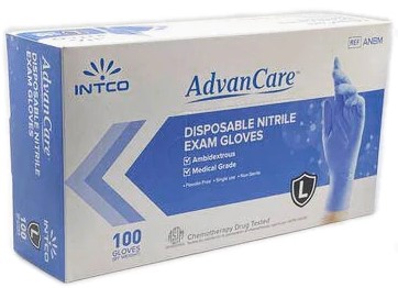 L INTCO® AdvanCare™ Disposable Nitrile Exam Gloves, Powder Free,100/Bx