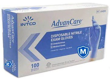 M INTCO® AdvanCare™ Disposable Nitrile Exam Gloves, Powder Free,100/Bx