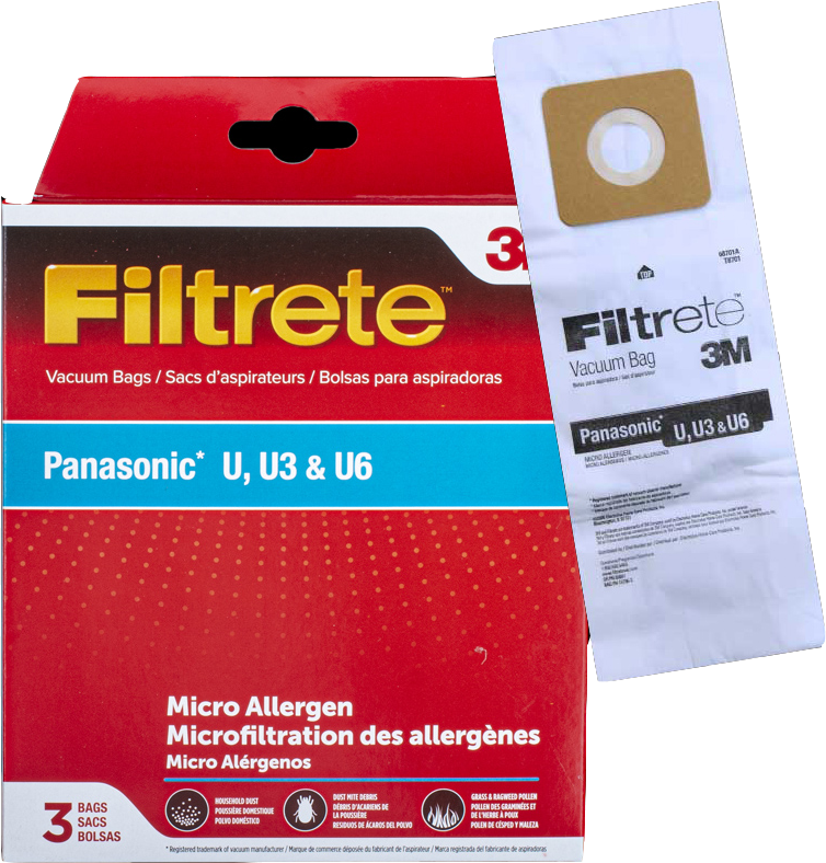 Carpet Pro® Paper Filter Bags Panasonic, 3M® Filtrete, 3/Pk