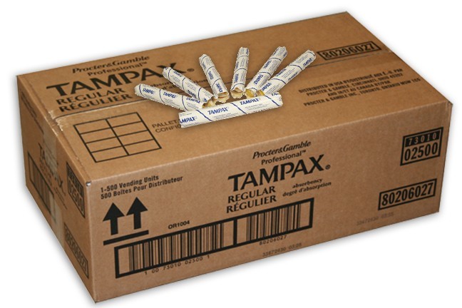 Tampax® Original Tampons, Regular, for Vending Machines, 500/Case