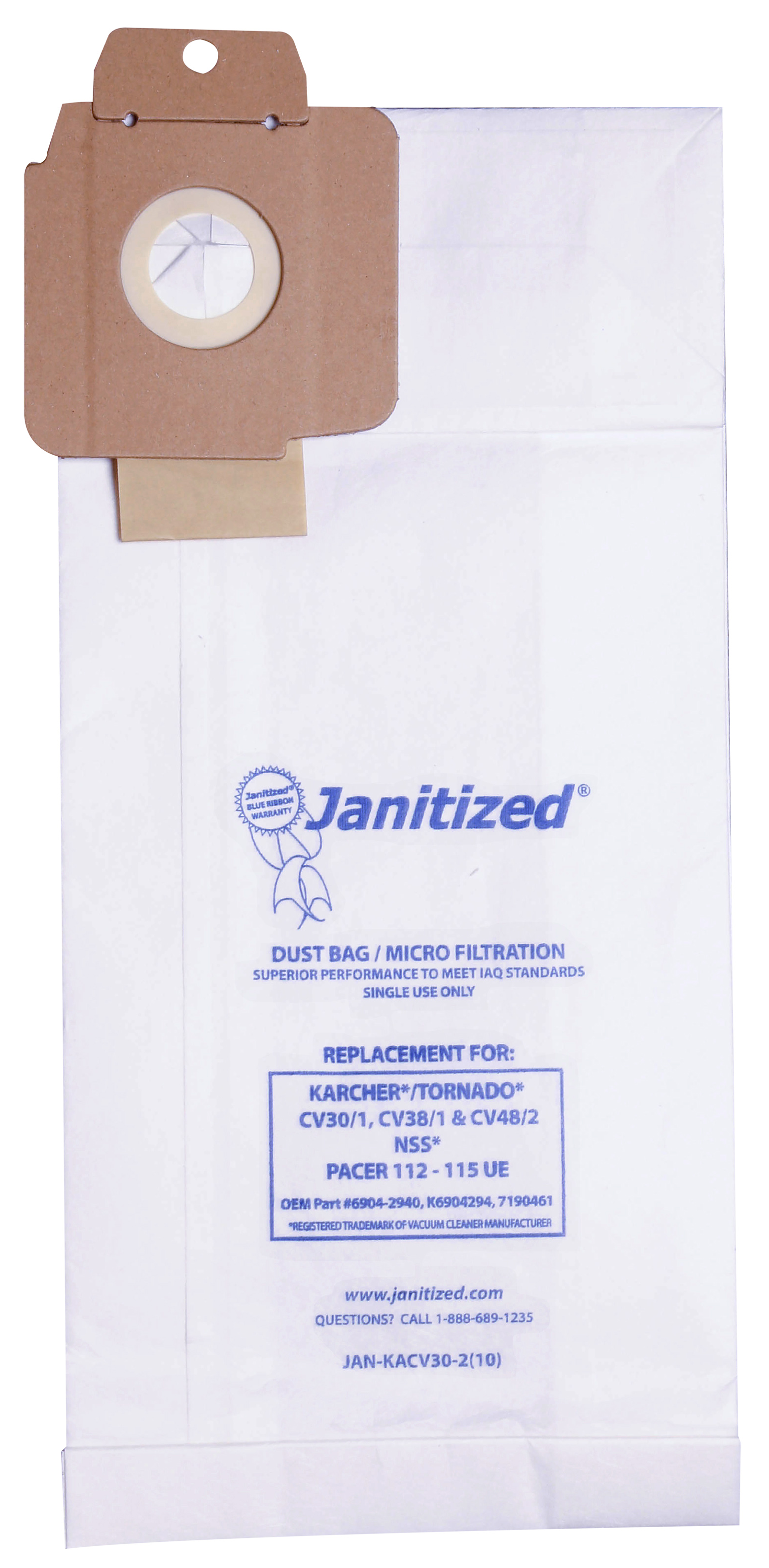 Janitized Paper Bag 2 Ply for CV 30/1, CV38/1, CV48/2, CV38/2