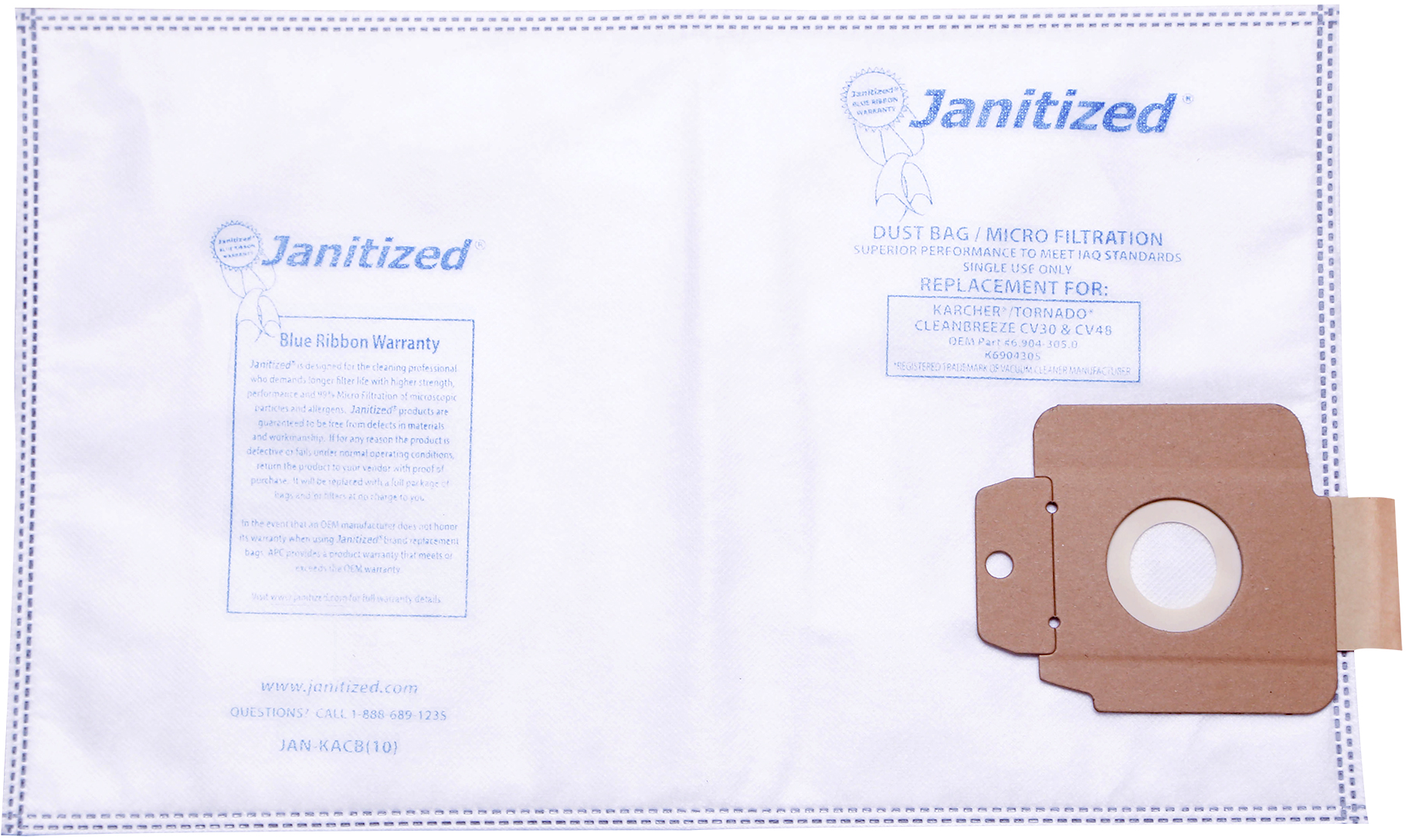 Janitized Hepa Bag 3 Ply High Efficiency Micro Filtration for Karcher