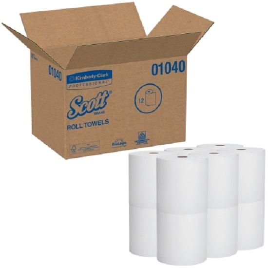 Scott® HardRoll PaperTowel, White,Core:1.5", 8"X 800', EcoLogo®