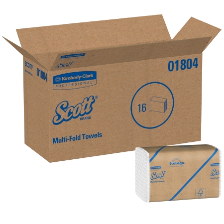 Scott® Multifold PaperTowel, White, Tri-fold, EcoLogo®, 250/PkX16/Cs