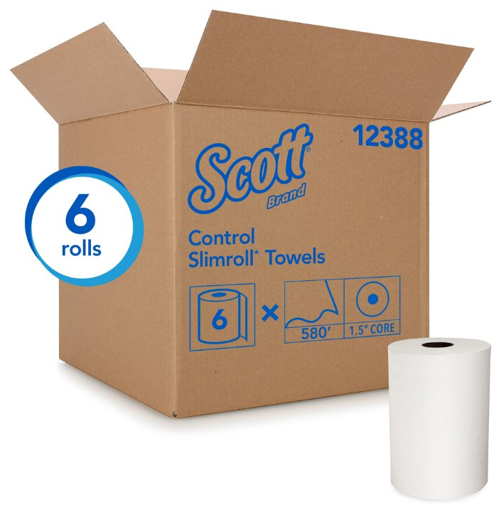 Scott® Slimroll™ Paper Towel, White, Core: 1.75", 8"X580', EcoLogo®