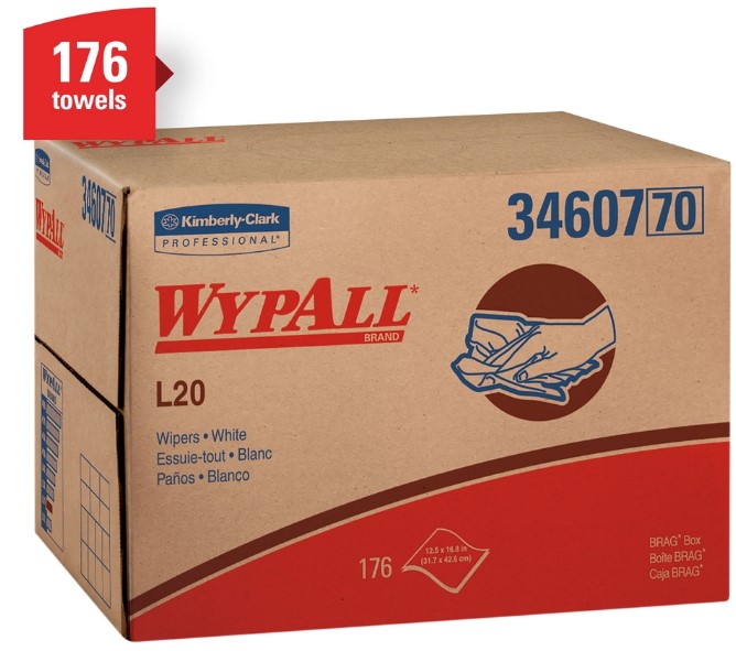 WypAll® L20™ Brag Box™ Wipes, 4-ply, White, 176 Sheets/Box