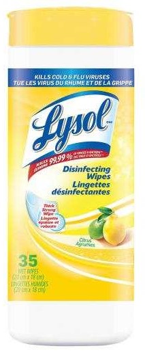 Lysol® Disinfectant Wipes, Citrus Scent, 35 Shts/Tub