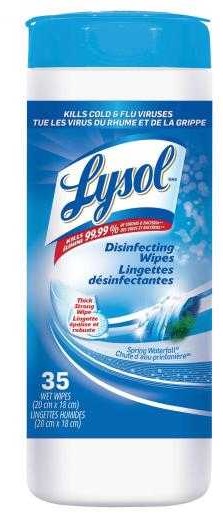 Lysol® Disinfectant Wipes, Spring Waterfall Scent, 35 Shts/Container