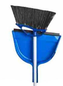 10" Mars® Small Angle Broom & Clip-on Dustpan, 48" Handle, Blue