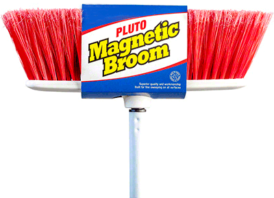 48" Pluto® Large, Magnetic Broom, Indoor, Flat Bristles, Metal Handle