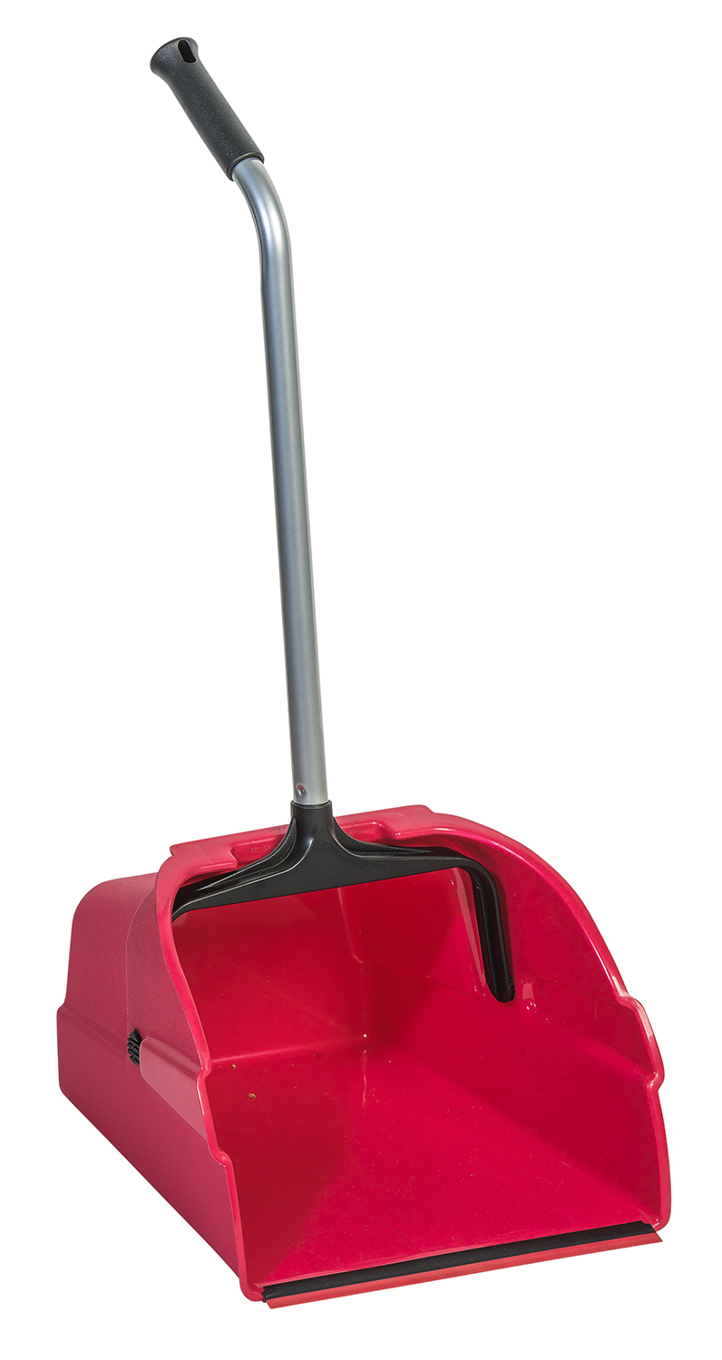 13 1/2" x 14" M2® Jumbo Lobby Dustpan, Plastic, Aluminum Handle, Red