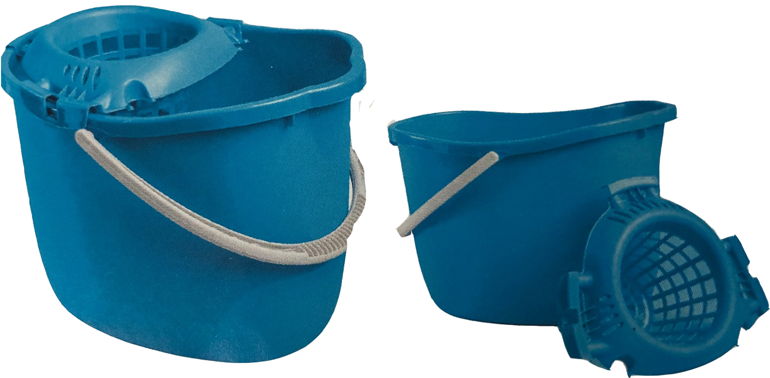 12L M2® Pail with Removeable Cone Wringer, Plastic, Blue, Set