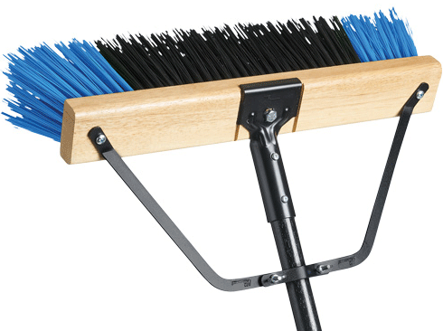 24" Ryno™ Stiff, Pushbroom, W/Handle & Broom Brace, PVC Fibres, Blue