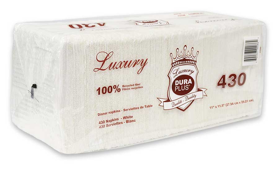 Dura Plus® Luxury™ Luncheon Napkins, White, 11'' X 11.5'', 430/Pack