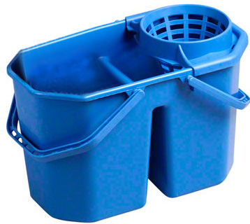 15L M2® Heavy-Duty Double Bucket with Cone Wringer, Plastic, Blue, Set