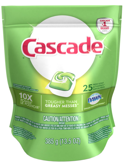 Cascade® Action Pacs™ Dishwasher Detergent, Dawn™ Scent 25x5/Cs
