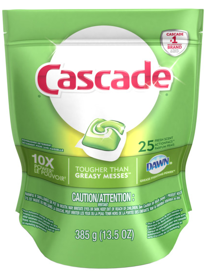 Cascade Platinum Dishwasher Detergent ActionPacs, 60 Pods/Pack, 3/Case