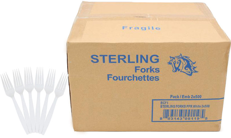 Polar Plastics® Sterling™ Plastic Forks, Polypropylene, White,1000/Cs