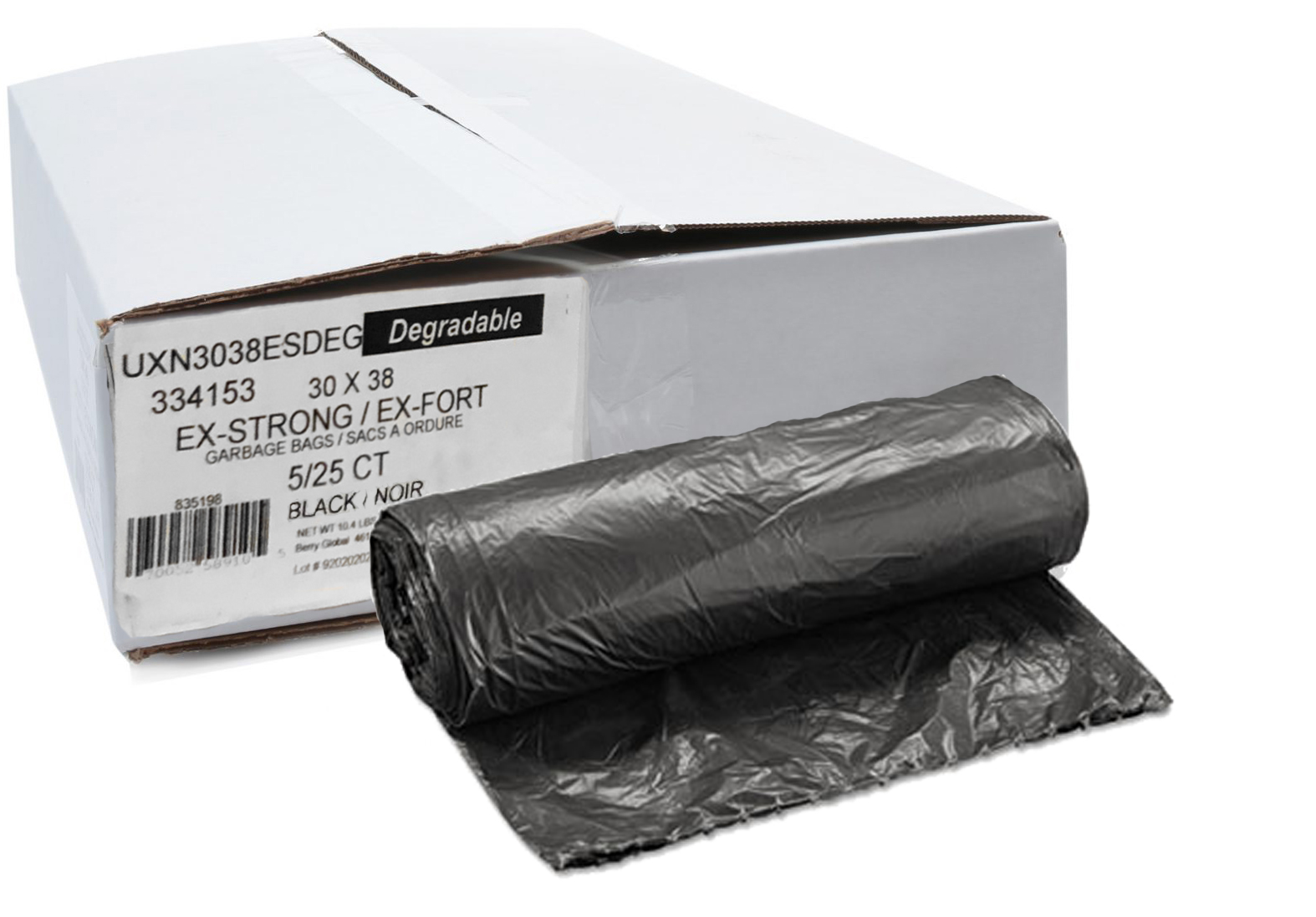 30x38 Berry Group® Degradeable Garbage Bags, Black, X-Strong, 1.1 mil
