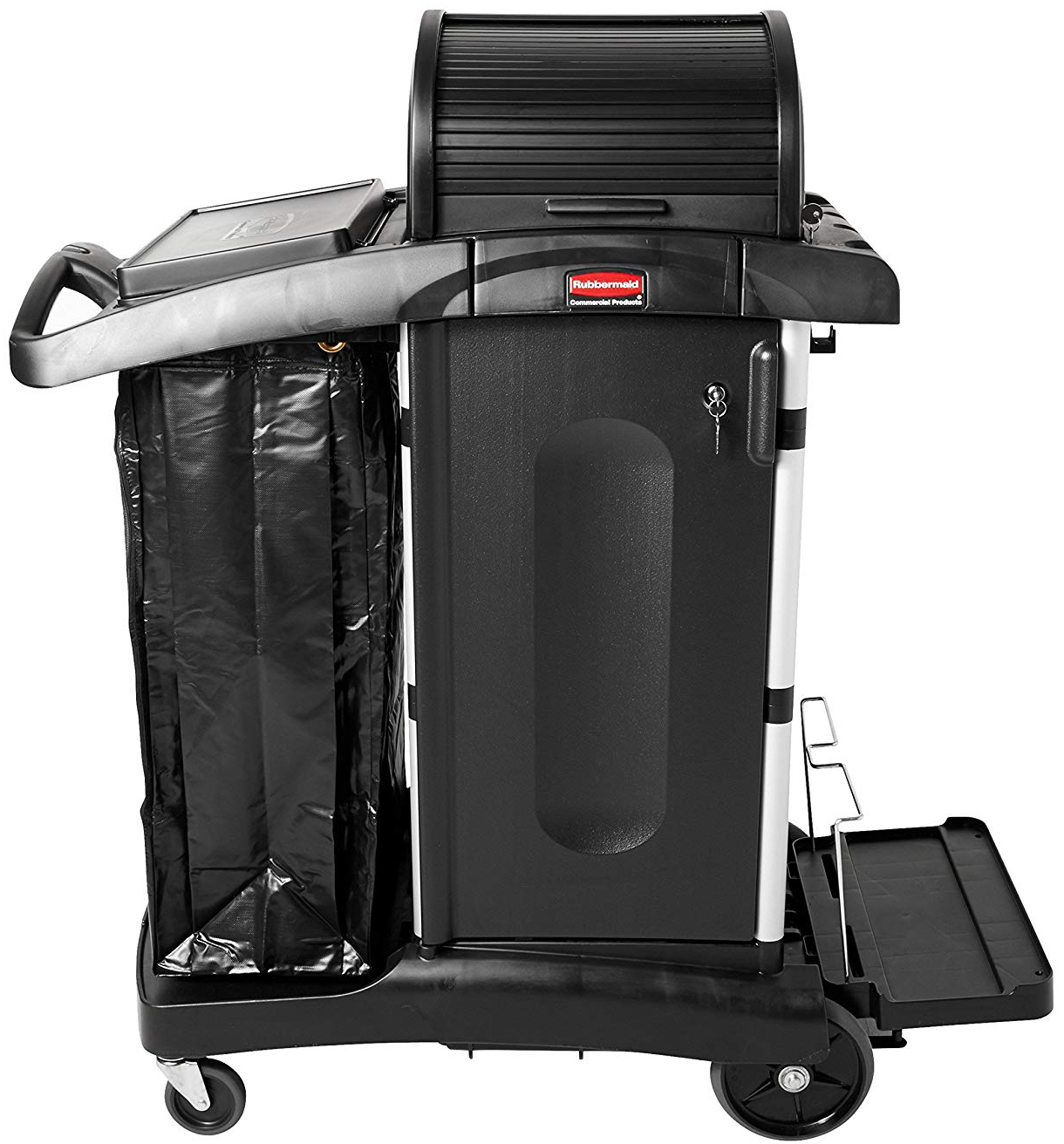 Rubbermaid® Executive Janitorial Cleaning Cart, High Security Doors,BK
