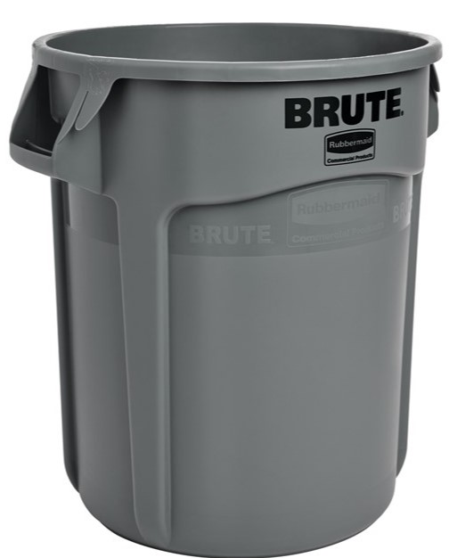 Rubbermaid® BRUTE™ Round Container, 76L/20gal Capacity, Plastic, Grey