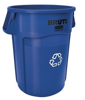Rubbermaid® BRUTE™ Round Recycle Container,166L/44gal Capacity, Blue