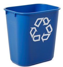 Sm Rubbermaid® Rectangular Recycle Bin, Blue, 12.9L/ 3.2gal Capacity