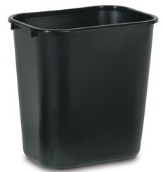 M Rubbermaid® Rectangular Wastebasket, Black, 26.49L /7 gal Capacity