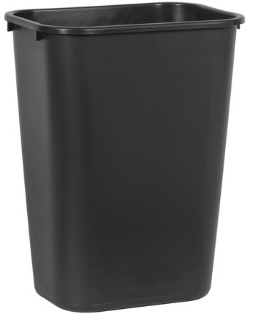 L Rubbermaid® Rectangular Wastebasket, Black, 39L /10 gal Capacity